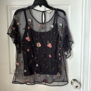 NWOT Lucky Brand Floral Lace Top